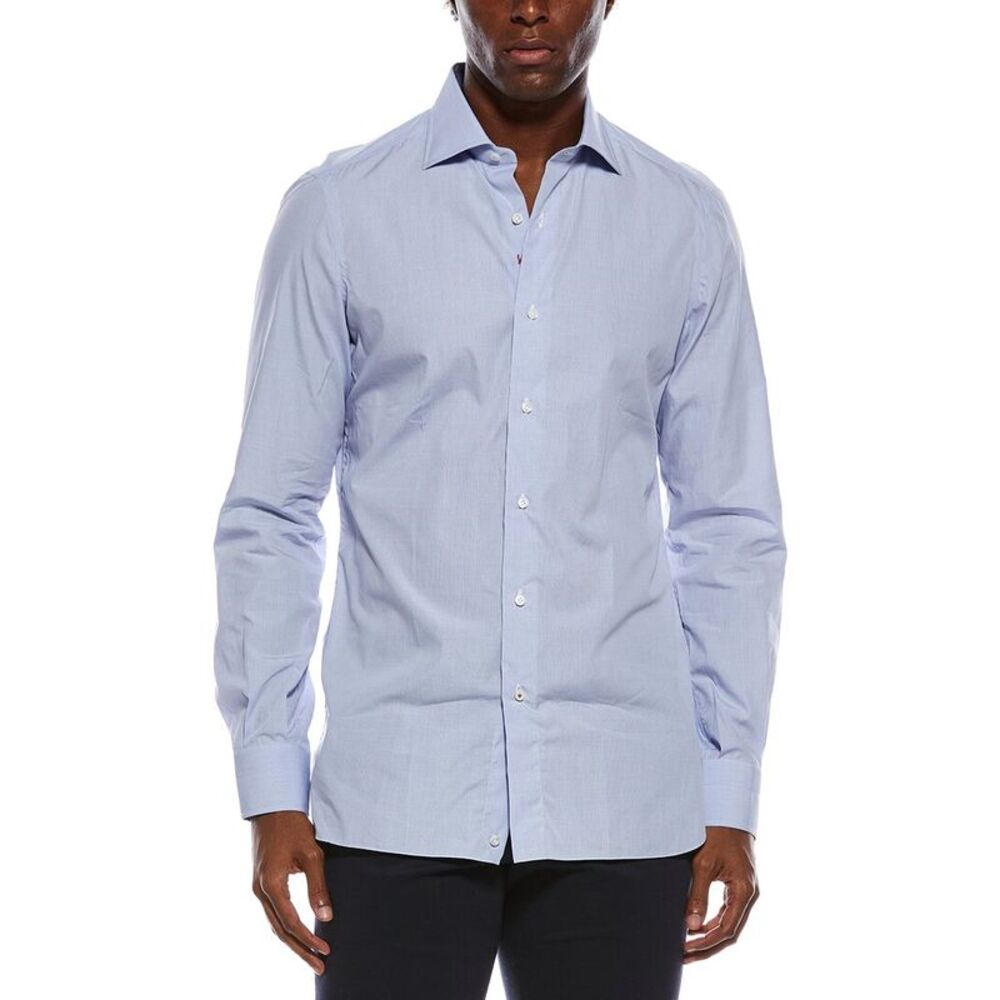 Isaia Mens Milano Shirt, Blue